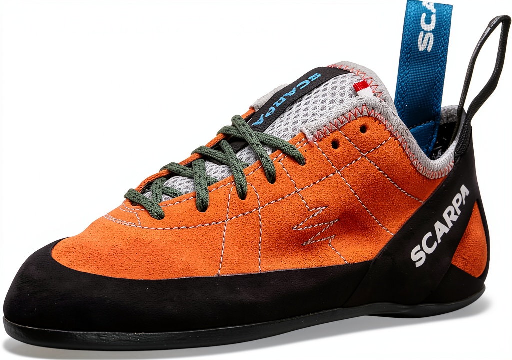Scarpa Helix climbing shoe on a rocky slab