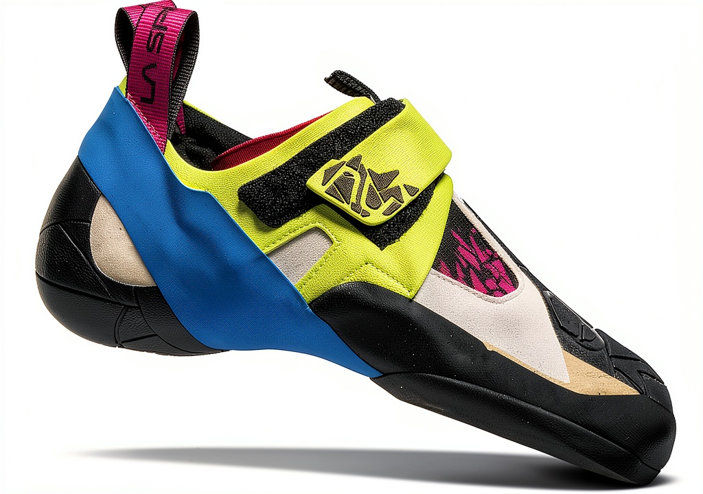 La Sportiva women's climbing shoe on a rocky crag