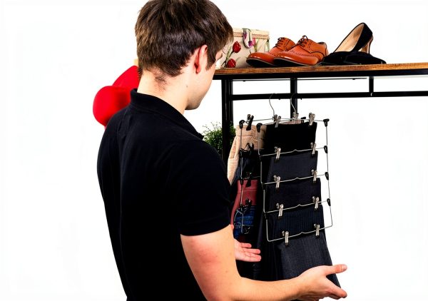 DEILSY Metal Pants Hanger with Rubber Non‑Slip Clips Space‑Saving-4