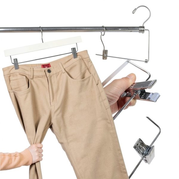 Pants Hangers Amber Home White Wood Clip Hangers Set of 24-3