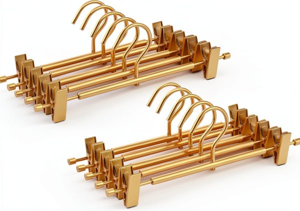 Amber Home Matte Gold Pants Hanger 12.2 Inch Slim Aluminum Organizer-0