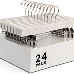 Pants Hangers Amber Home White Wood Clip Hangers Set of 24-0