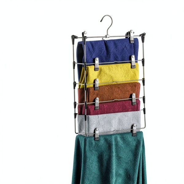 DEILSY Metal Pants Hanger with Rubber Non‑Slip Clips Space‑Saving-3