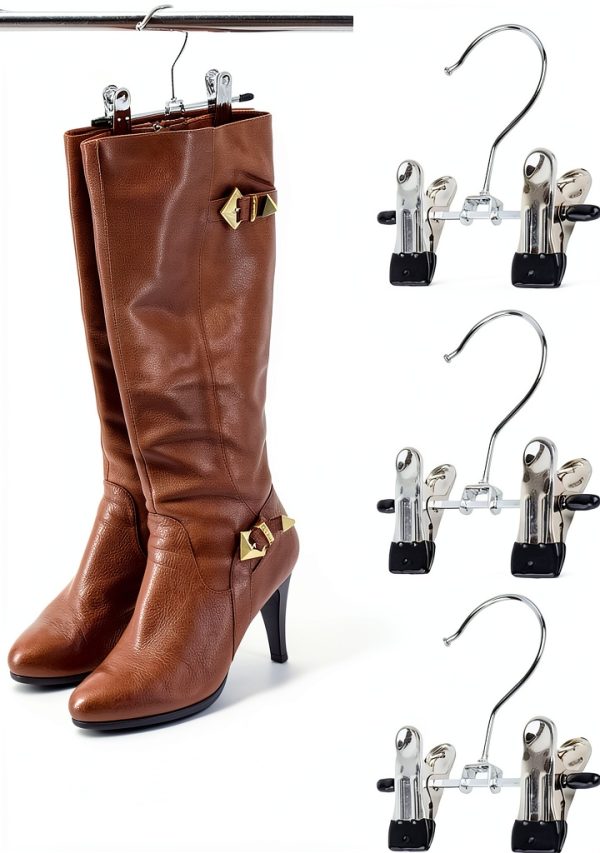 SUNTRADE Chrome Double Adjustable Boots Hanger 6 Pack Space Saving-0
