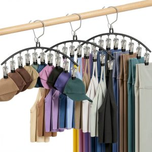Besslly Pants Hanger 4 Pack Space Saving Clip Design Black-0