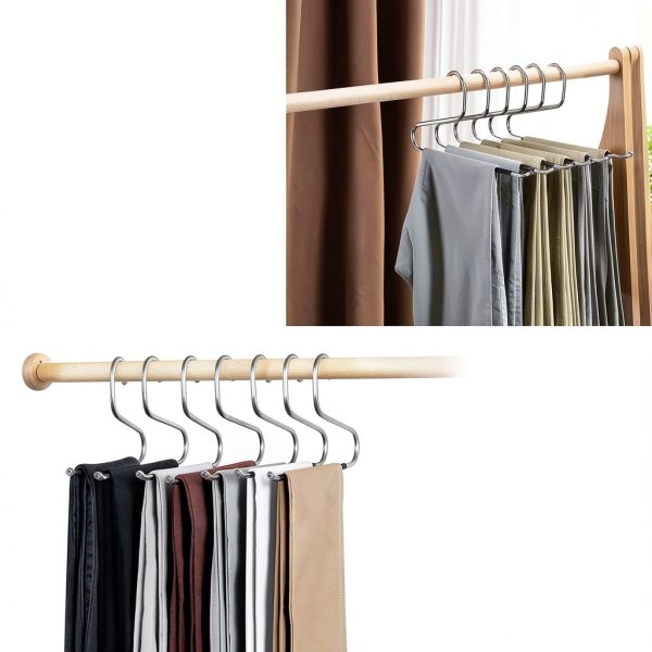 Hodola Pants Hangers Black Metal Foldable 18 Pack Space Saving-2