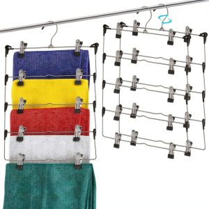 DEILSY Metal Pants Hanger with Rubber Non‑Slip Clips Space‑Saving-0