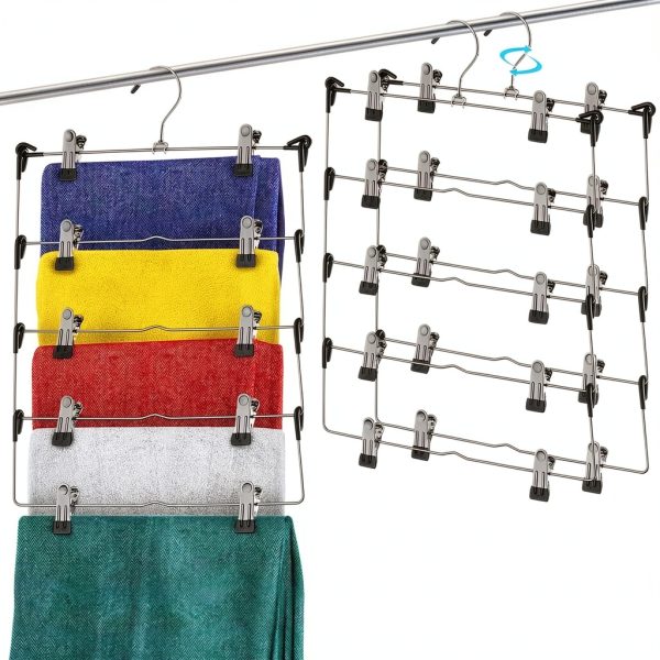 DEILSY Metal Pants Hanger with Rubber Non‑Slip Clips Space‑Saving-0