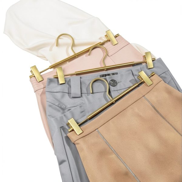 Amber Home Matte Gold Pants Hanger 12.2 Inch Slim Aluminum Organizer-3