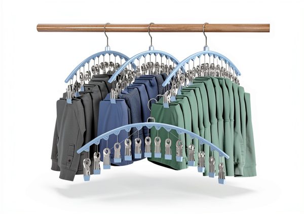 Legging Organizer 3 Pack Besslly Blue Pants Hangers with Clips-5