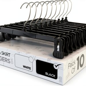 Sharpty Pant and Skirt Hangers Black 10 Pack Heavy Duty Space Saving-0