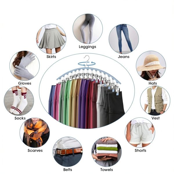 Legging Organizer 3 Pack Besslly Blue Pants Hangers with Clips-3