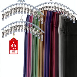 Legging Organizer 3 Pack Besslly Blue Pants Hangers with Clips-0