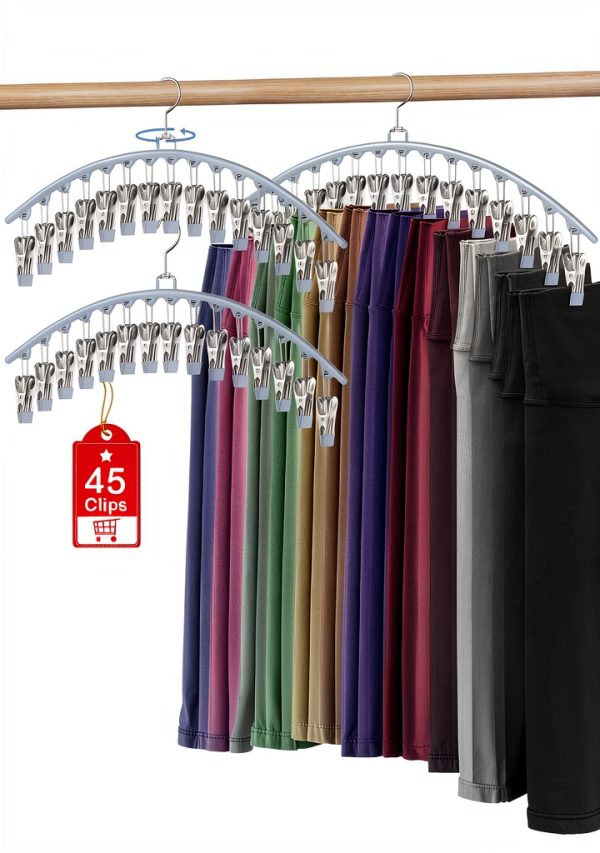 Legging Organizer 3 Pack Besslly Blue Pants Hangers with Clips-0